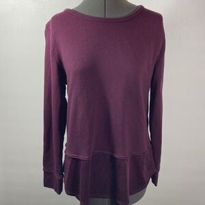 Avia Sweat Shirt Women Size  Large Purple Look  Layer Long Sleeve Lace Up Back